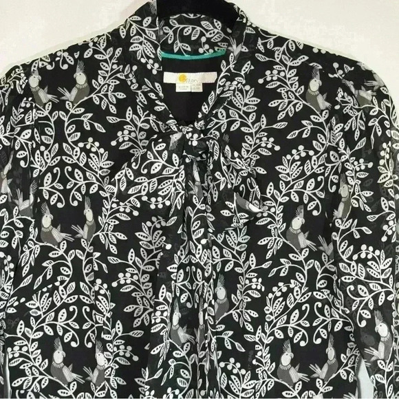 Boden Sylvia Shirt Dress Black Parrot Paradise Novelty Career Classy Twee Size 6 - Picture 5 of 15